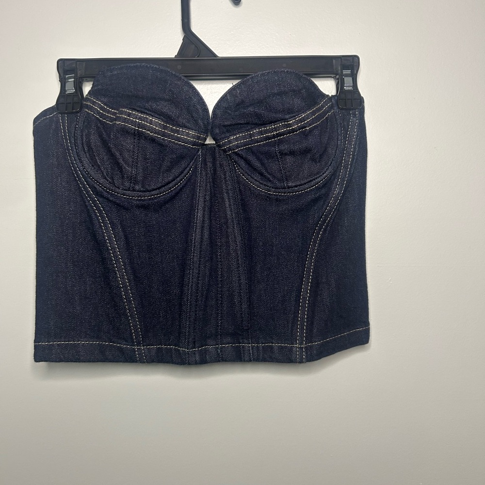 Zara Denim Corset with Dark Accents
